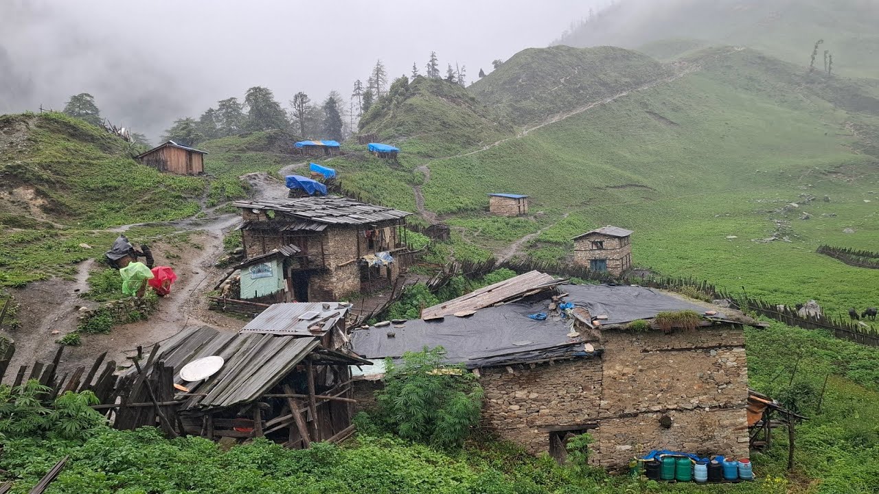 Real Nepali Mountain Village Life During the Rain | Peaceful & Relaxing Rural Lifestyle | 