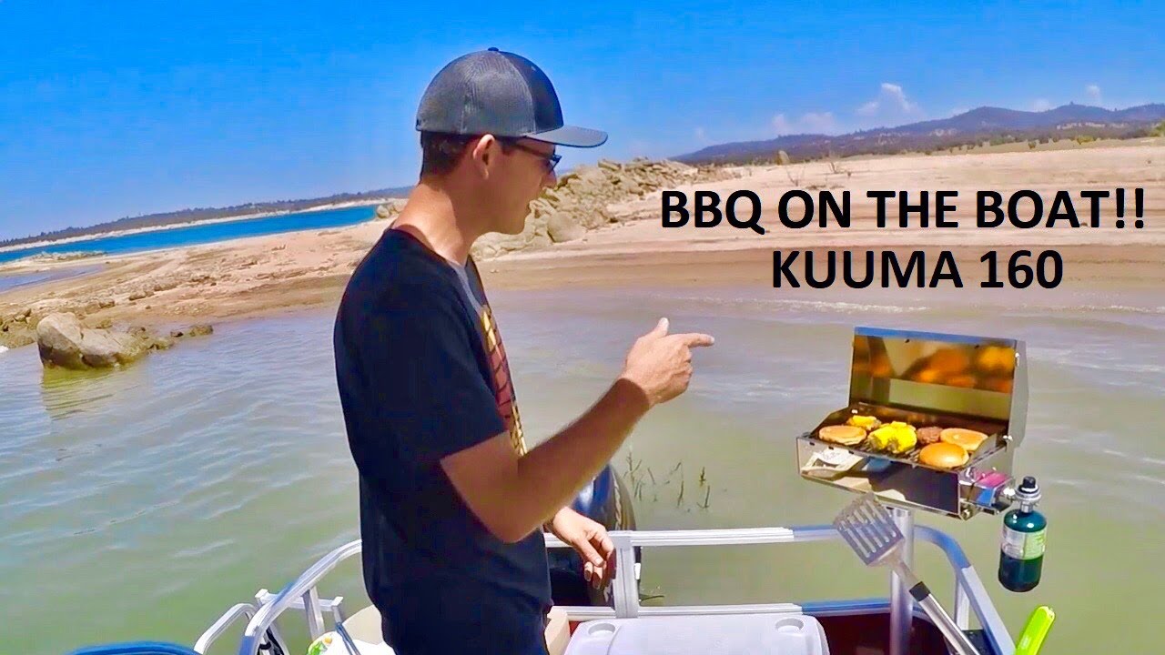 Kuuma 160 BBQ Burgers Corn Boat Grill Lake Cooking - Pontoon Life