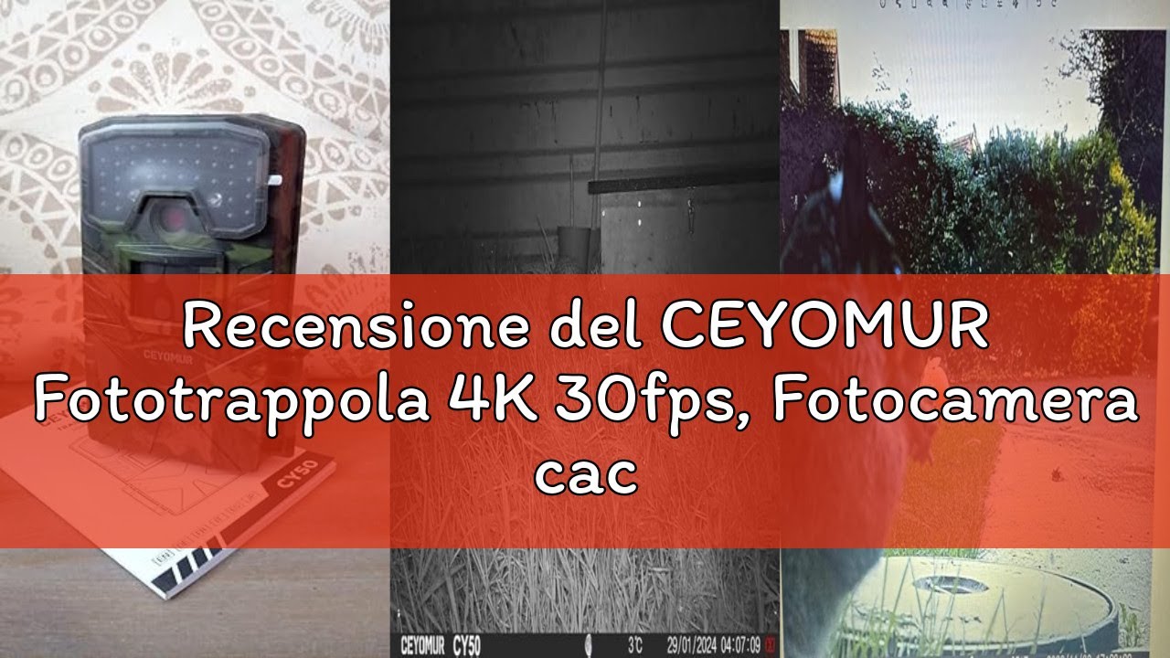 Recensione del CEYOMUR Fototrappola 4K 30fps, Fotocamera caccia con IR Visione Notturna, Timer e Des
