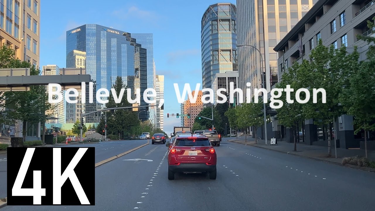 Road Tour of Downtown Bellevue, Washington - Driving Bellevue's NE 8th Street & Clyde Hill, WA