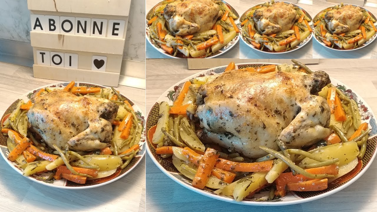 Poulet entier à la vapeur et ses légumes 😋👍