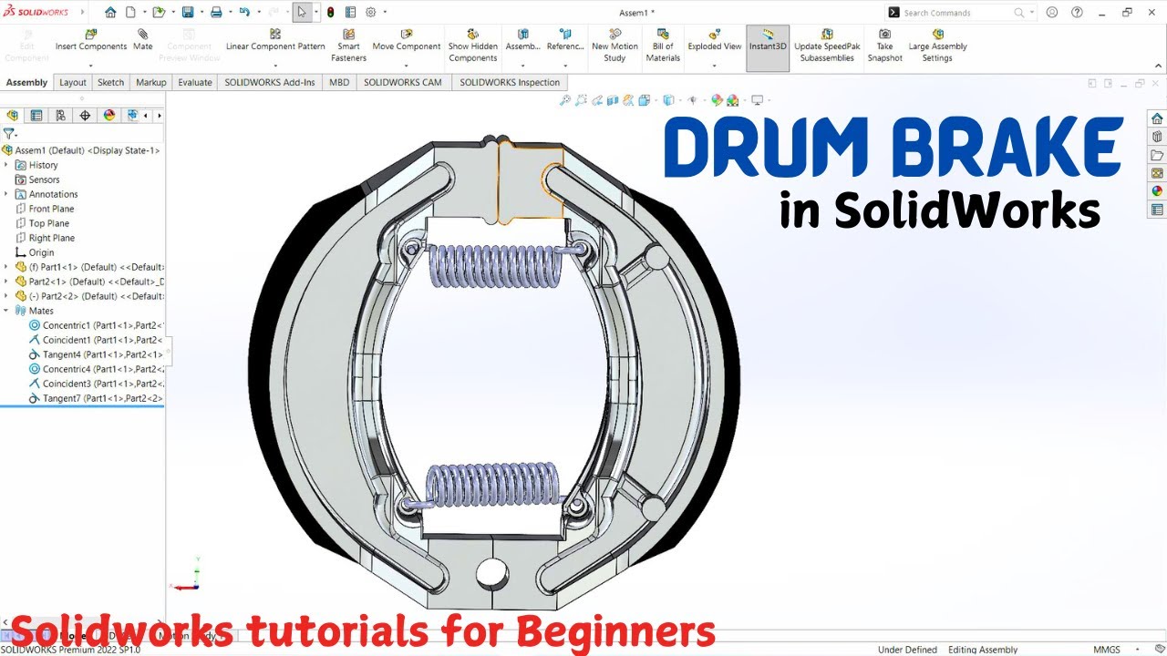Drum Brake Shoe Designing in SolidWorks | Brake shoe in SolidWorks | How Drum Brakes Work