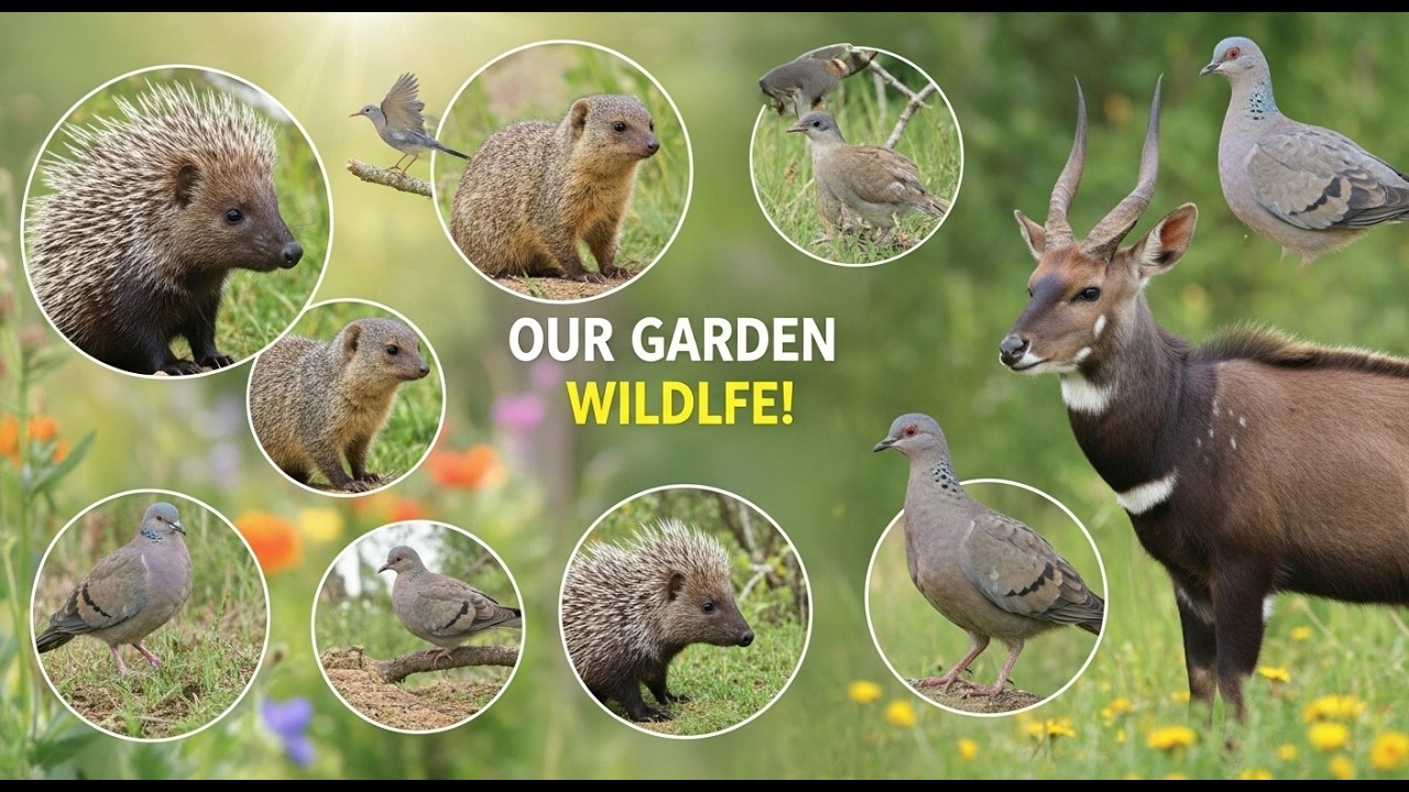 Cape Mongooses, Cape Porcupine, Marsh Mongoose - Visiting the Garden! 🎵🦜 🎶🐾