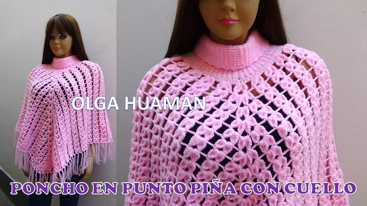 Poncho tejido a crochet en punto piña paso a paso para damas