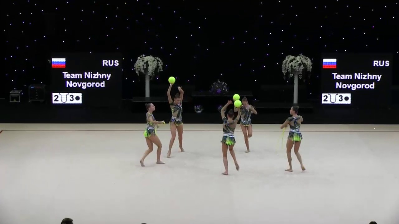 Miss Valentine 2017.FIG RG Senior Group Final.Team Nizhny Novgorod.2-ropes+3-balls.RUS