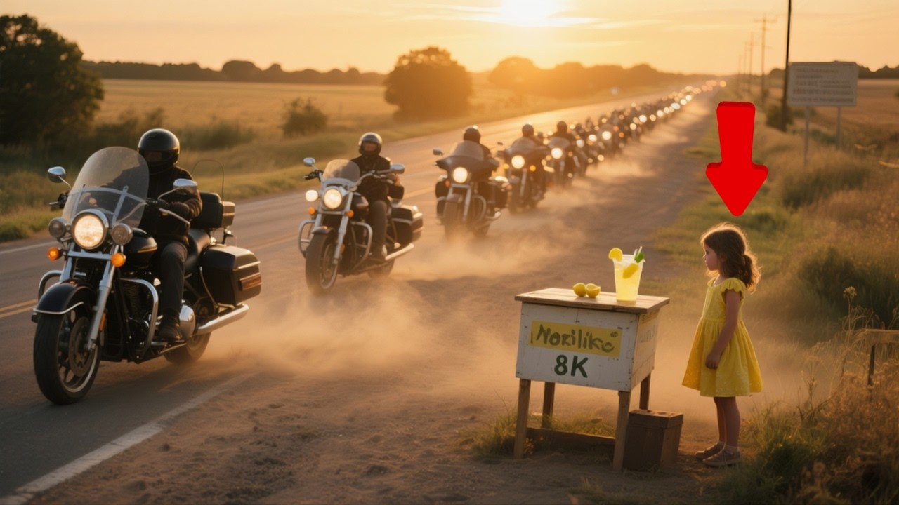 Poor Girl Sold Lemonade on the Highway — One Small Wave Made 30 Bikers Turn Back