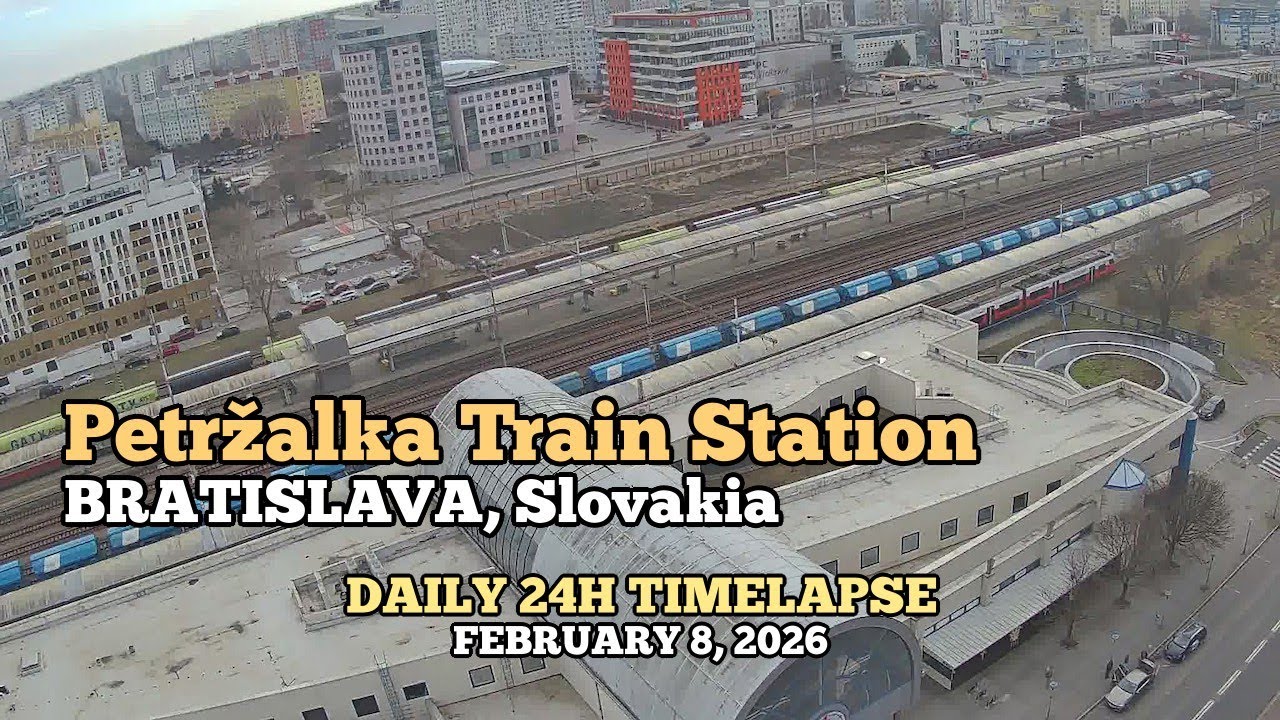 Petržalka Train Station - Daily Timelapse: February 8, 2026 [Bratislava, Slovakia]