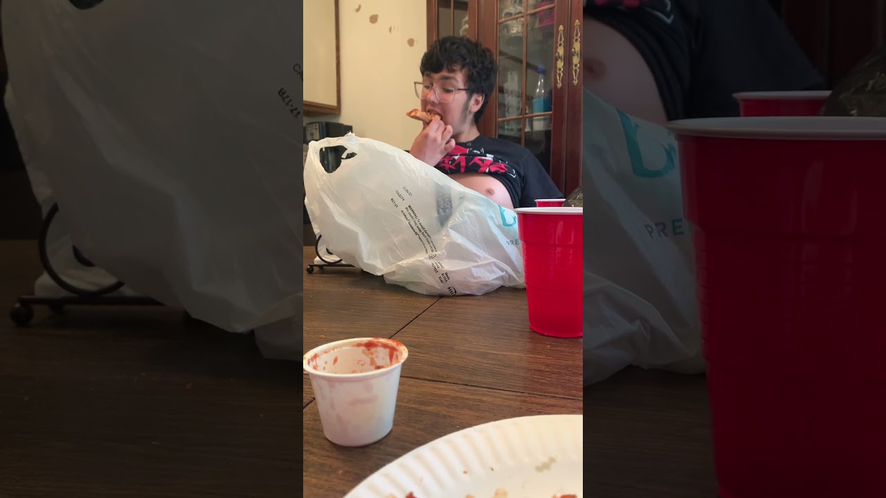Toddy nerd eats dominos shirtless while watching F is for family