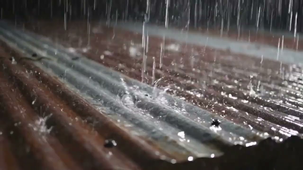 8Hours | Rain Drumming on a Rusted Tin Roof at Midnight | Deep Sleep Ambience | Rain Stop Station