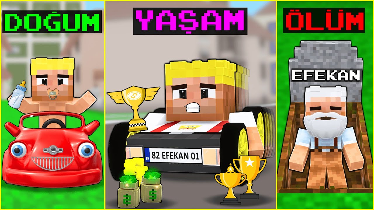 DOĞUMDAN ÖLÜME ARABA YARIŞÇISI EFEKAN'IN HAYATI! 😱 - Minecraft