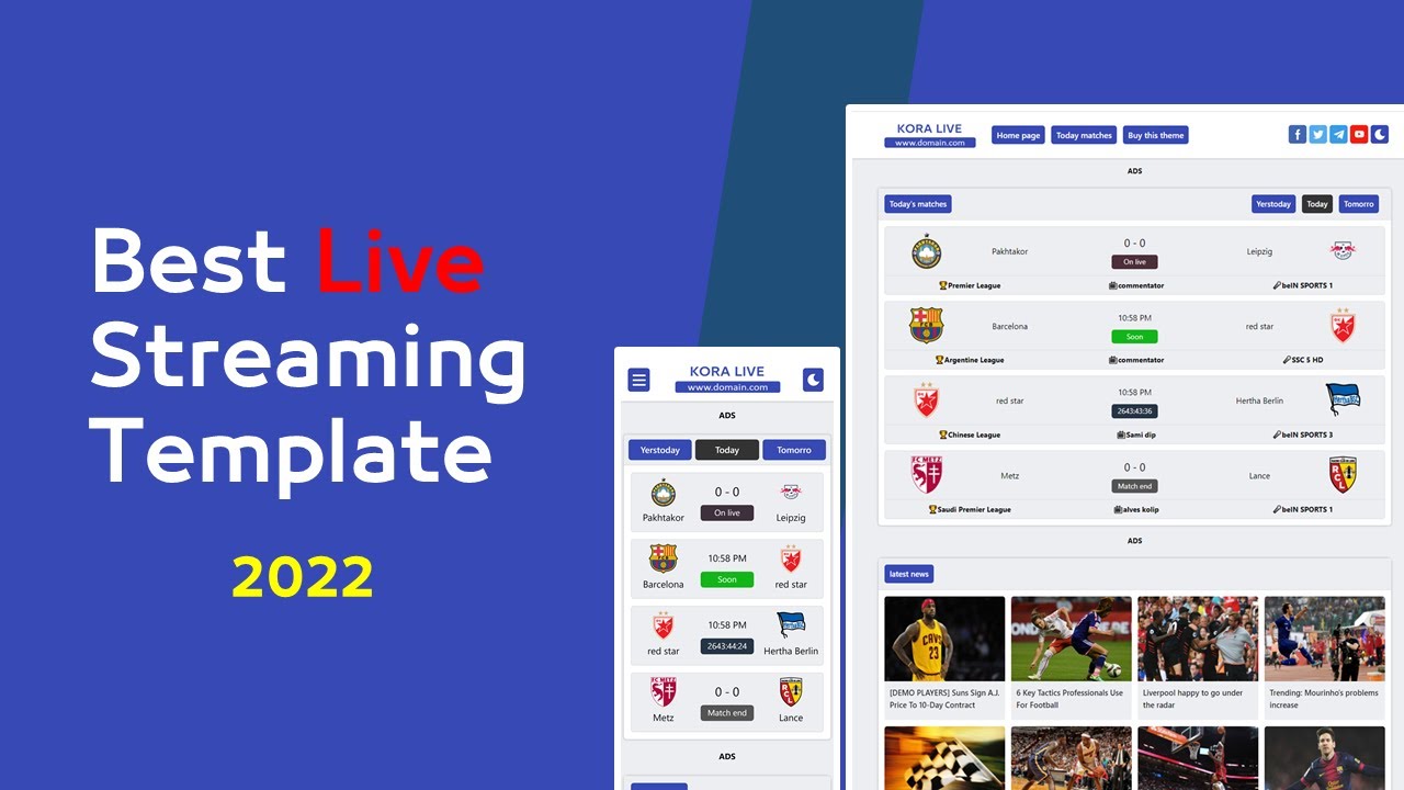 Best Live Streaming Template for blogger