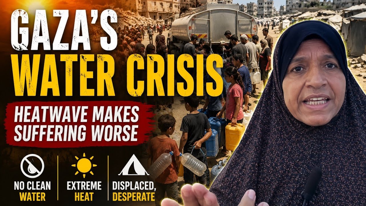 GAZA WATER CRISIS: Displaced Families Wait For Water Lorries In 35&deg;C Heat