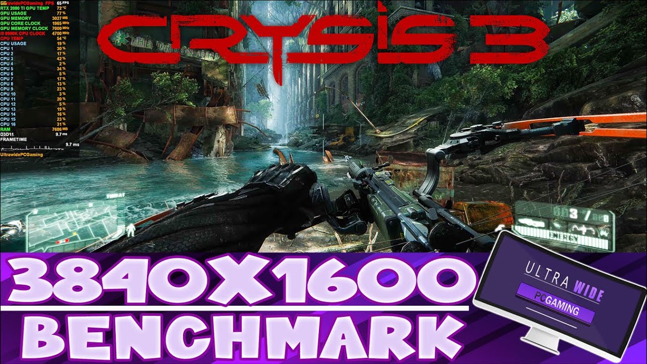 Crysis 3 | 3840x1600 Benchmark | RTX 2080 ti | i9 9900k | Ultrawide