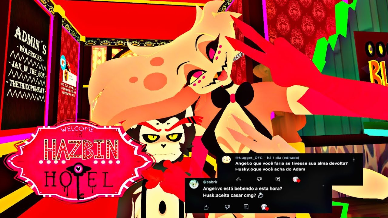 VRCHAT HAZBIN HOTEL - ANGEL E HUSK RESPONDE! ANGEL BEIJA O HUSK?!