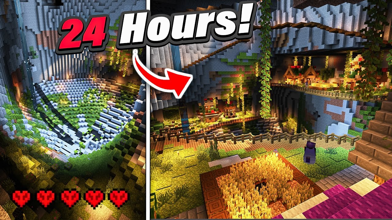 We Transformed a CAVE into a VILLAGE in Minecraft Hardcore!