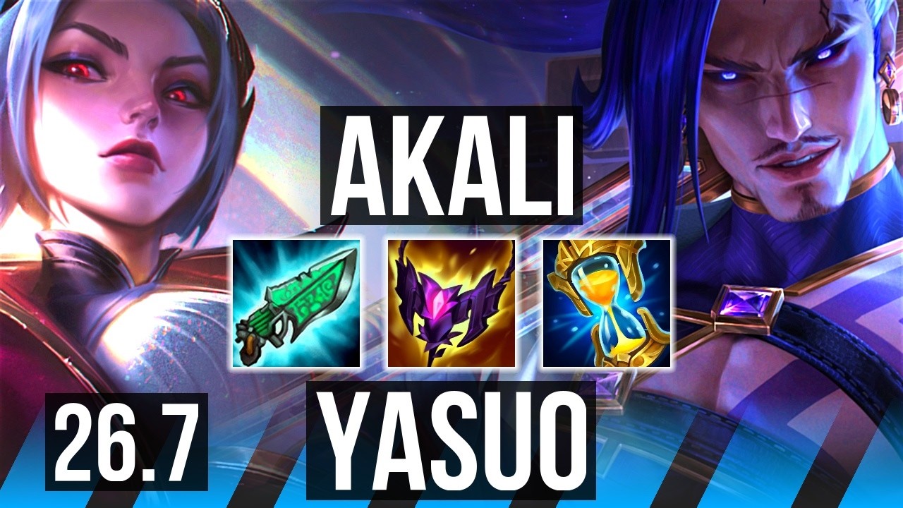 AKALI vs YASUO (MID) | Good KDA: 21/1/7, 43K damage | KR Diamond | 26.7