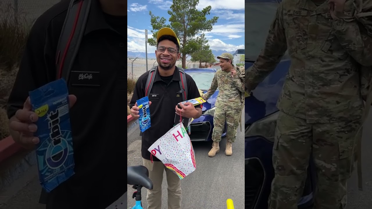 Boss gives a huge present to the employee on his birthday
