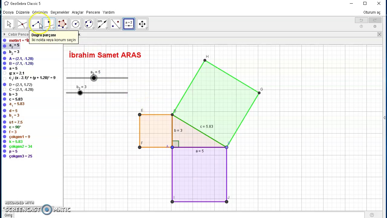 GeoGebra Uygulamasında Pisagor Teoremi