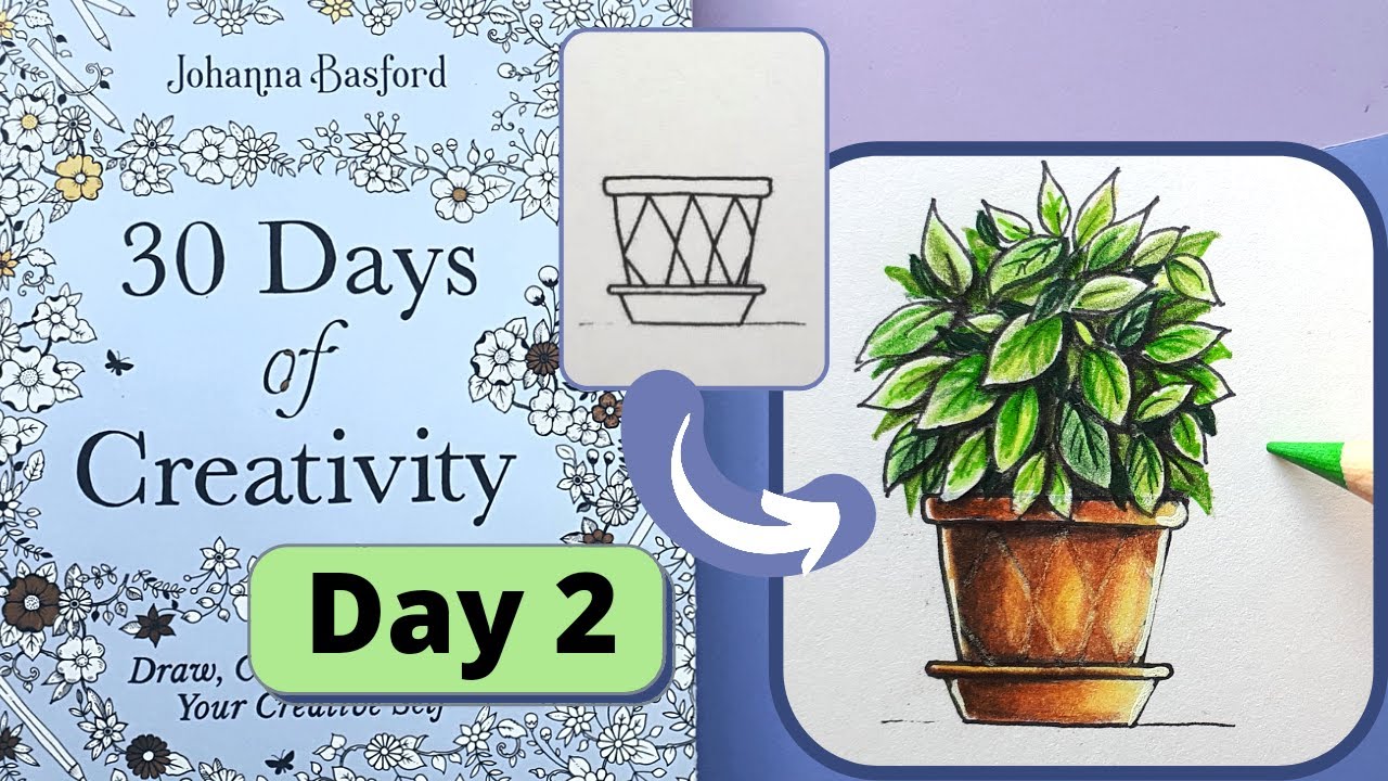 ✏ 30 Days of Creativity : Jour 2 🌿 Plante verte 🌿 - POLYCHROMOS - Johanna Basford
