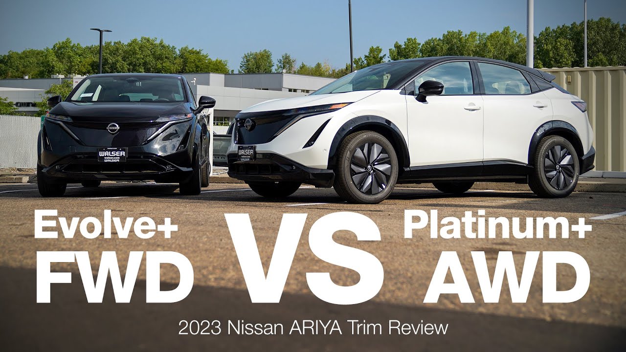 Сравнение Nissan ARIYA 2023 года | Evolve+ FWD против Platinum+ AWD