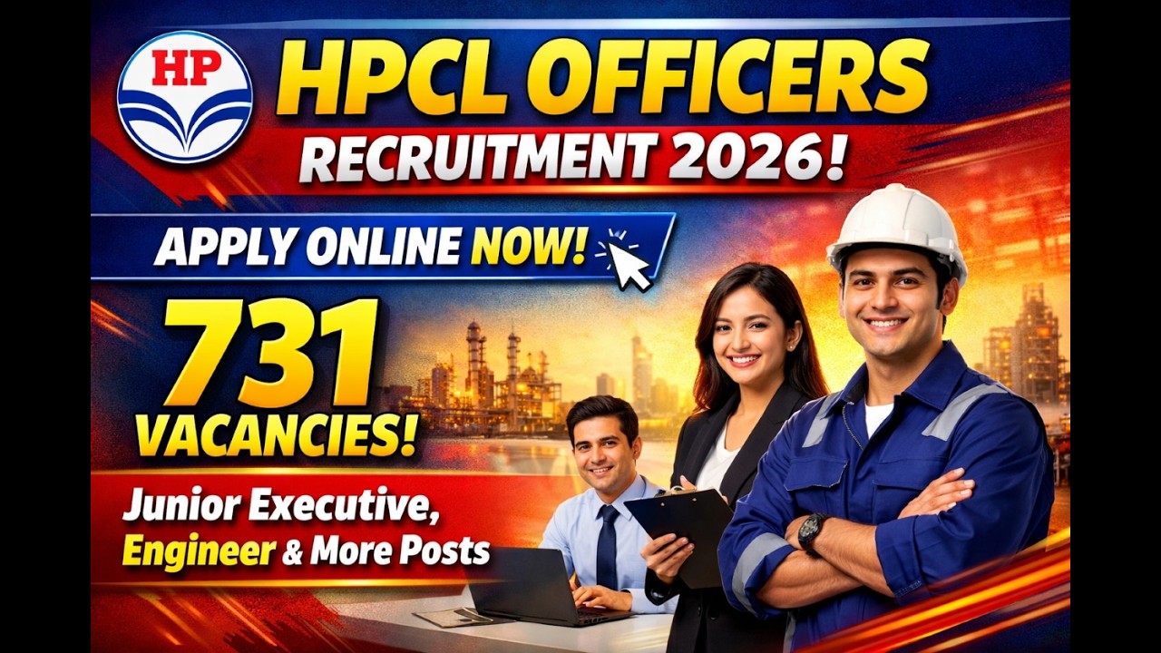 HPCL Officers Recrtt 2026-Online for 731 Junior Executive, Engineer and More Posts, #govtjobs #job