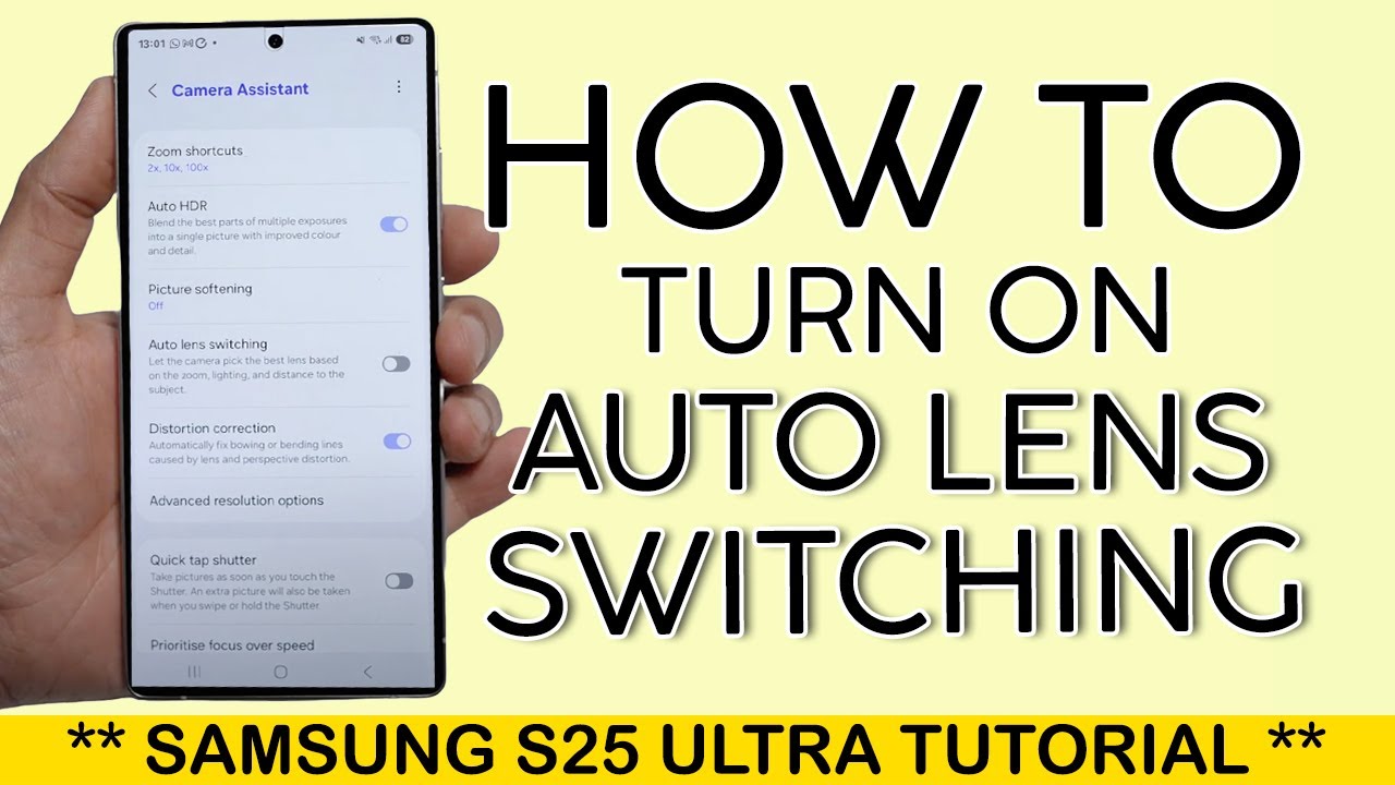 How to Turn On Auto Lens Switching on Samsung S25 Ultra Camera App 2025