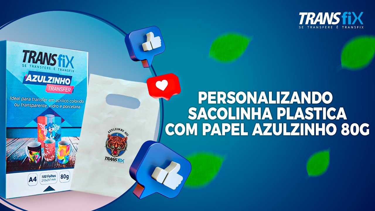 PERSONALIZANDO SACOLINHA PLASTICA COM PAPEL AZULZINHO 80g