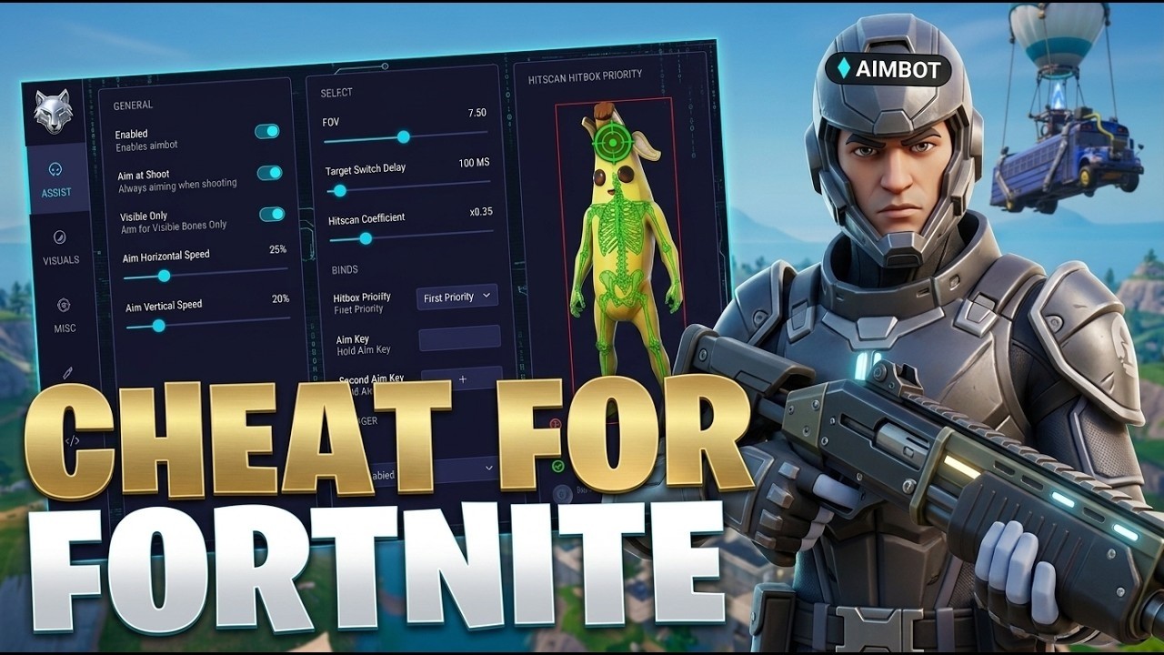 TOP Fortnite Hack 2026 / Smooth Aimbot + Skeleton ESP + Live Tracker / No Ban Free PC