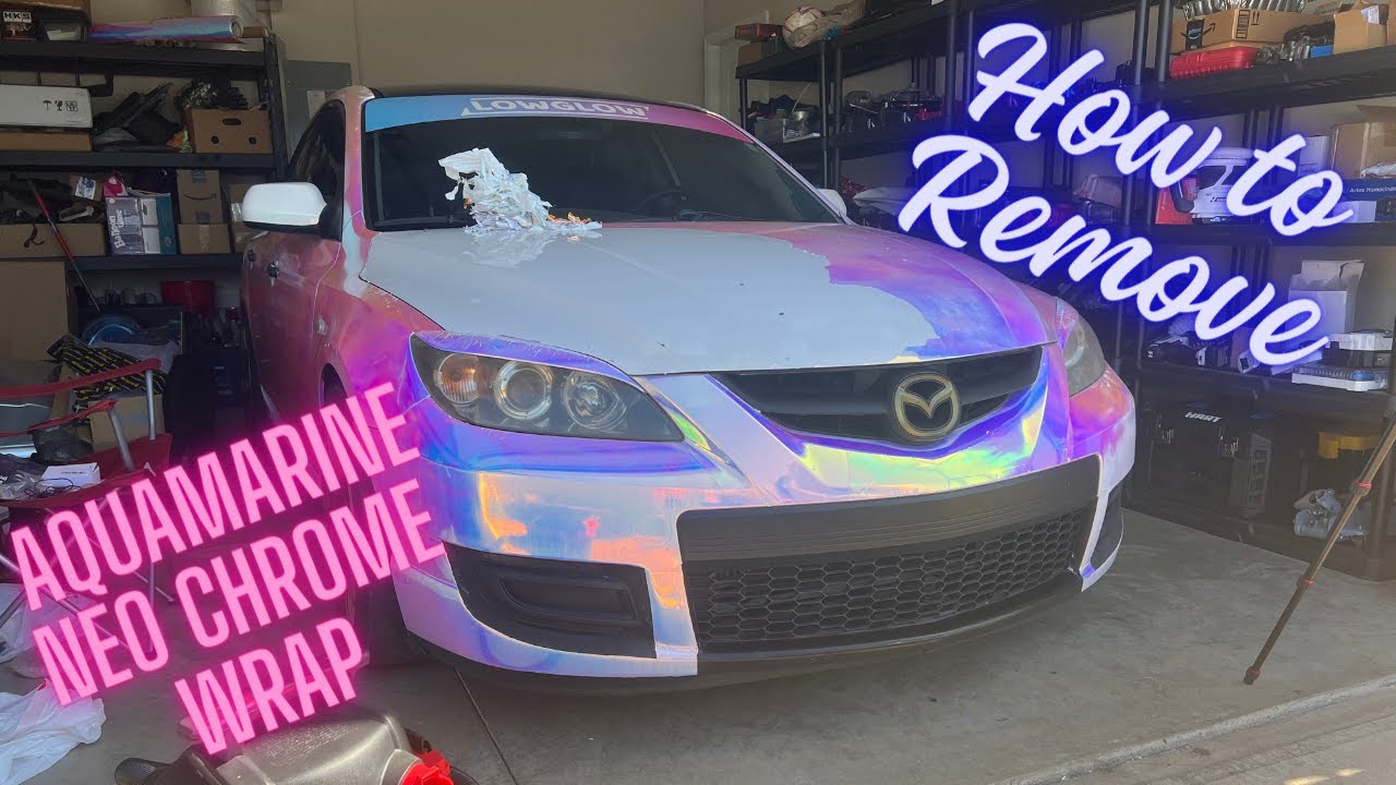 Removing Teckwrap Purple Blue Aquamarine Neo Chrome Wrap From My Mazdaspeed 3 !!!