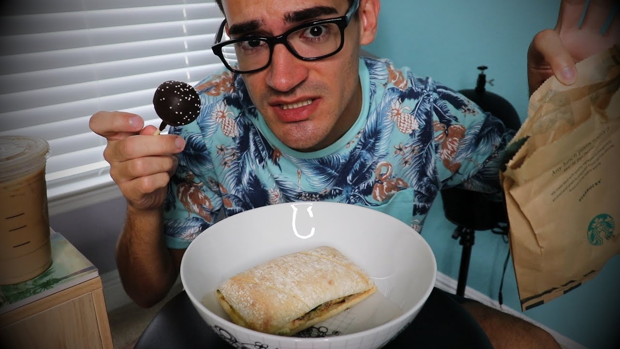 Starbucks Chicken Panini & Chocolate Cake Pop (ASMR Mukbang)