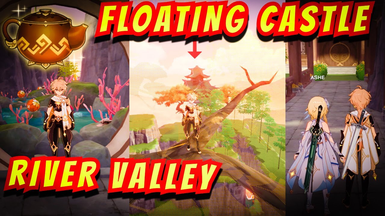 RIVER VALLEY FLOATING CASTLE | Serenitea Pot | Genshin Impact Best Housing Teapot Designs | Ideas |