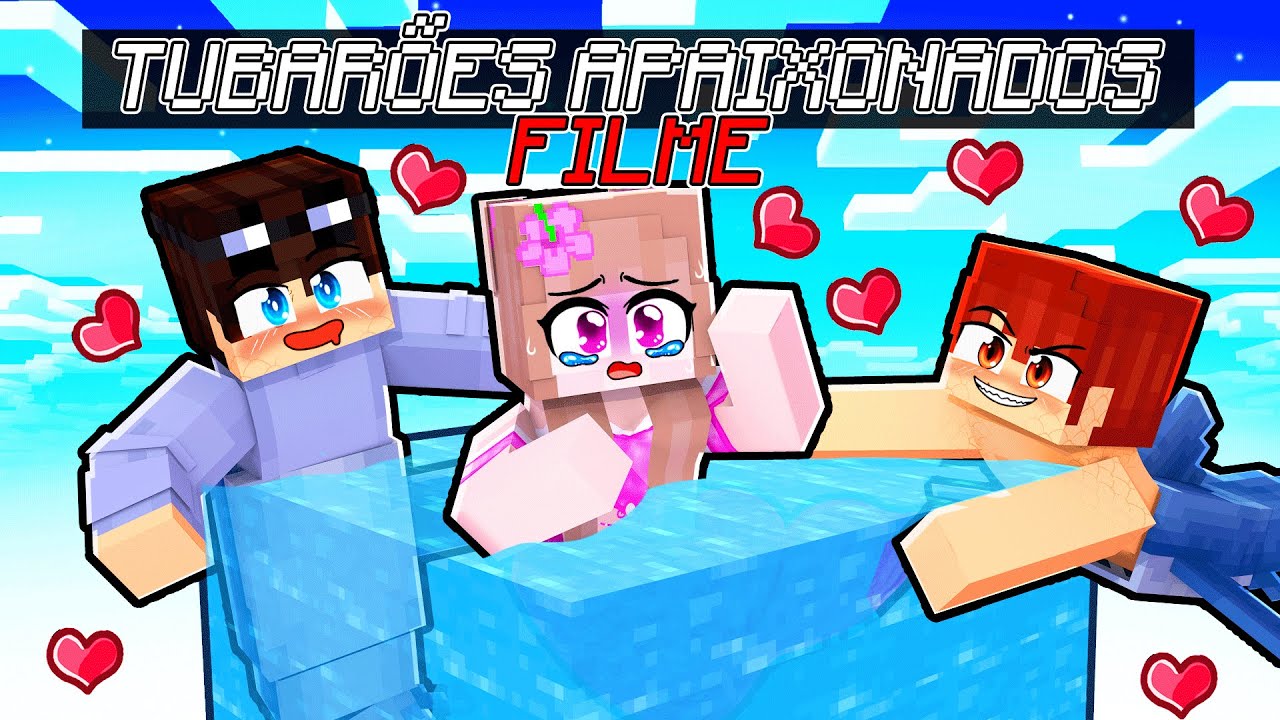 O FILME: a SEREIA e os TUBARÕES APAIXONADOS em UM BLOCO no MINECRAFT!