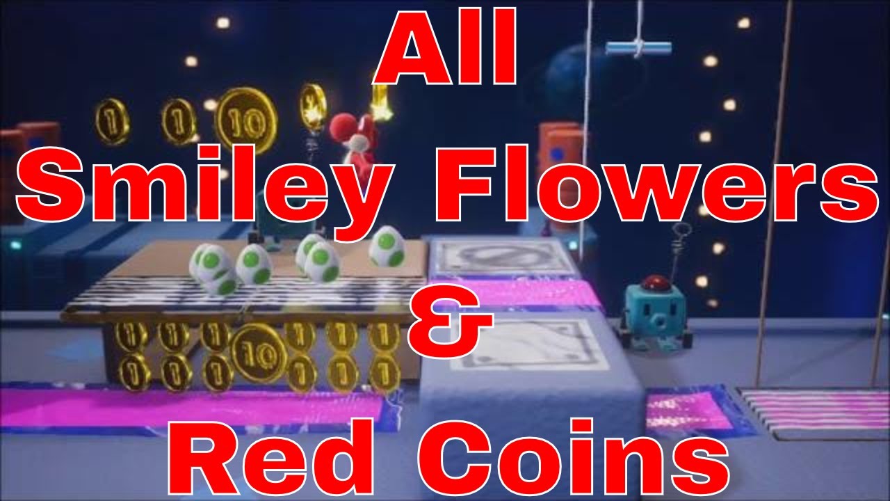 Space-Hub Hubbub | All Smiley Flowers 🌼 and Red Coins 💰 | Yoshi's Crafted World 🥚 🧶 🥚 ⛳