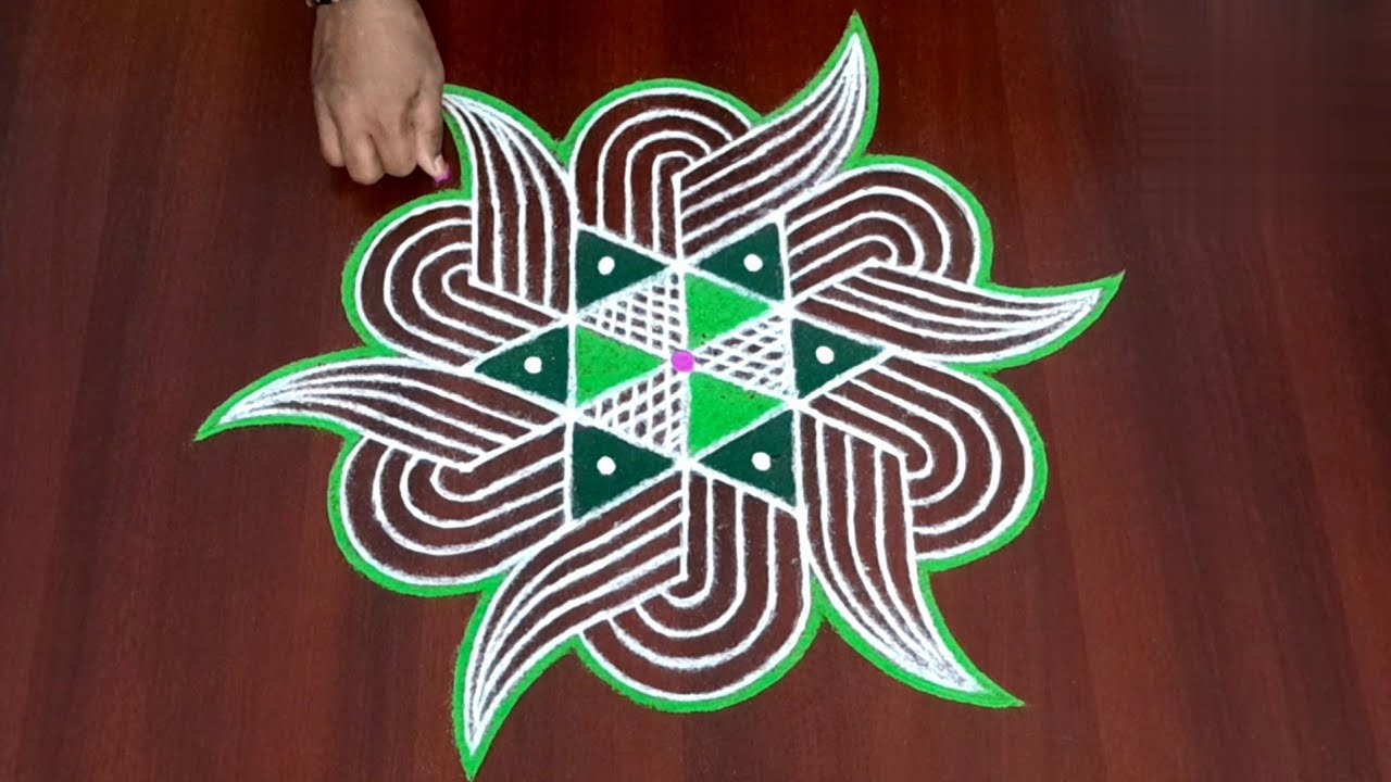 Easy cute traditional padi kolam design # easy rangoli # muggulu # kolam designs # rangoli...