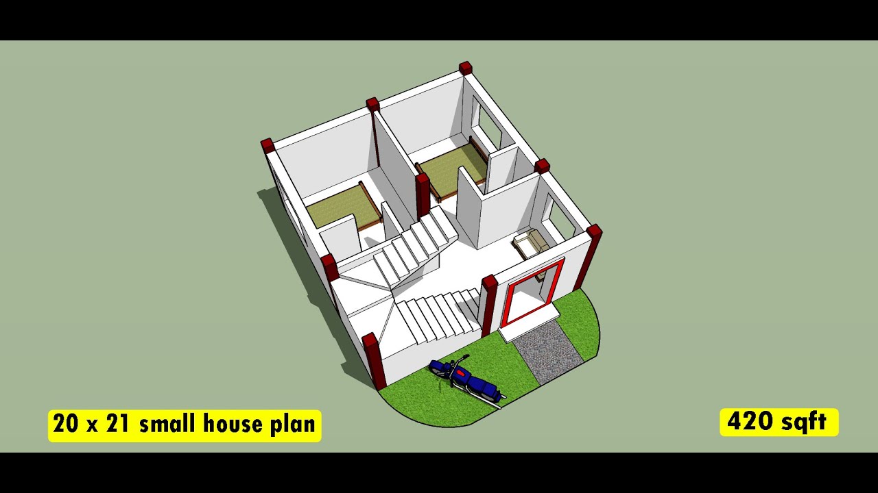 20*21 home design with 2 bedrooms II 20 by 21 ghar ka design II 420 sqft small house plan