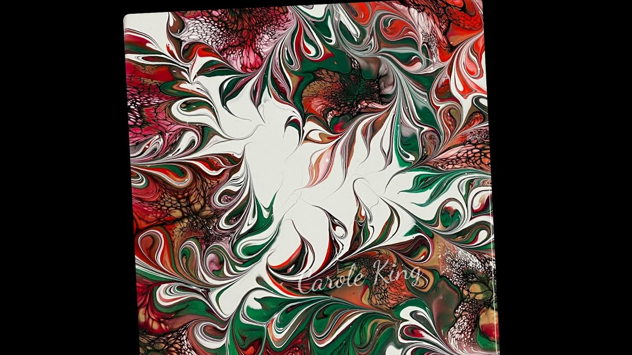 (1294) Paint Pouring ~ Christmas Modified Bloom Technique ~ Fluid Art