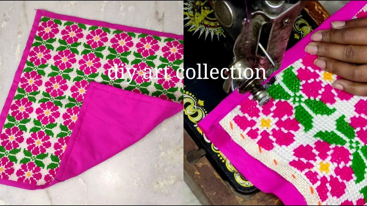 DIY woolen hand craft /আসনে কাপড় লাগানোর সহজ পদ্ধতি/how to sitch doormat with cloth/fullason design