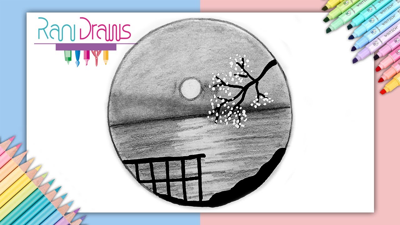 Cómo dibujar un PAISAJE en el LAGO con LÁPIZ  -  ideas de dibujos fáciles con lápiz