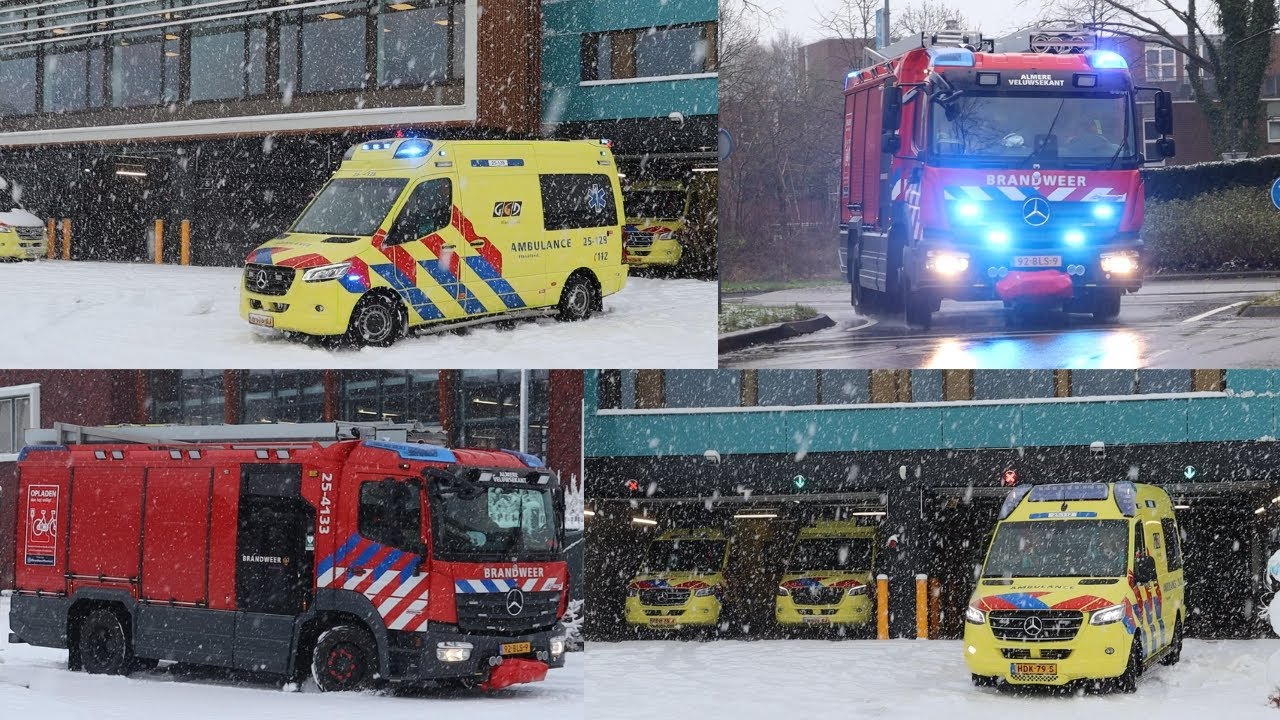 [Slippen en glijden in de SNEEUW] Brandweer, Ambulances en Politie met spoed!