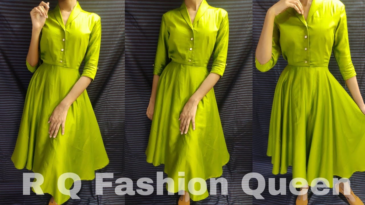 Shawl collar Tutorial//Shawl collar kurti cutting and stitching  #rqfashionqueen#shawlcollarcutting#