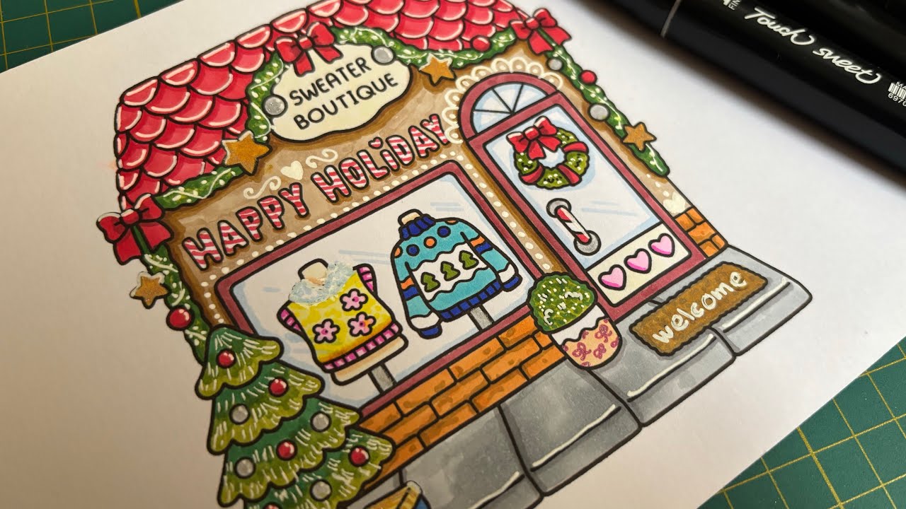 Colorindo comigo um desenho de natal 🎄 Little Corner ♥️Happy holidays 