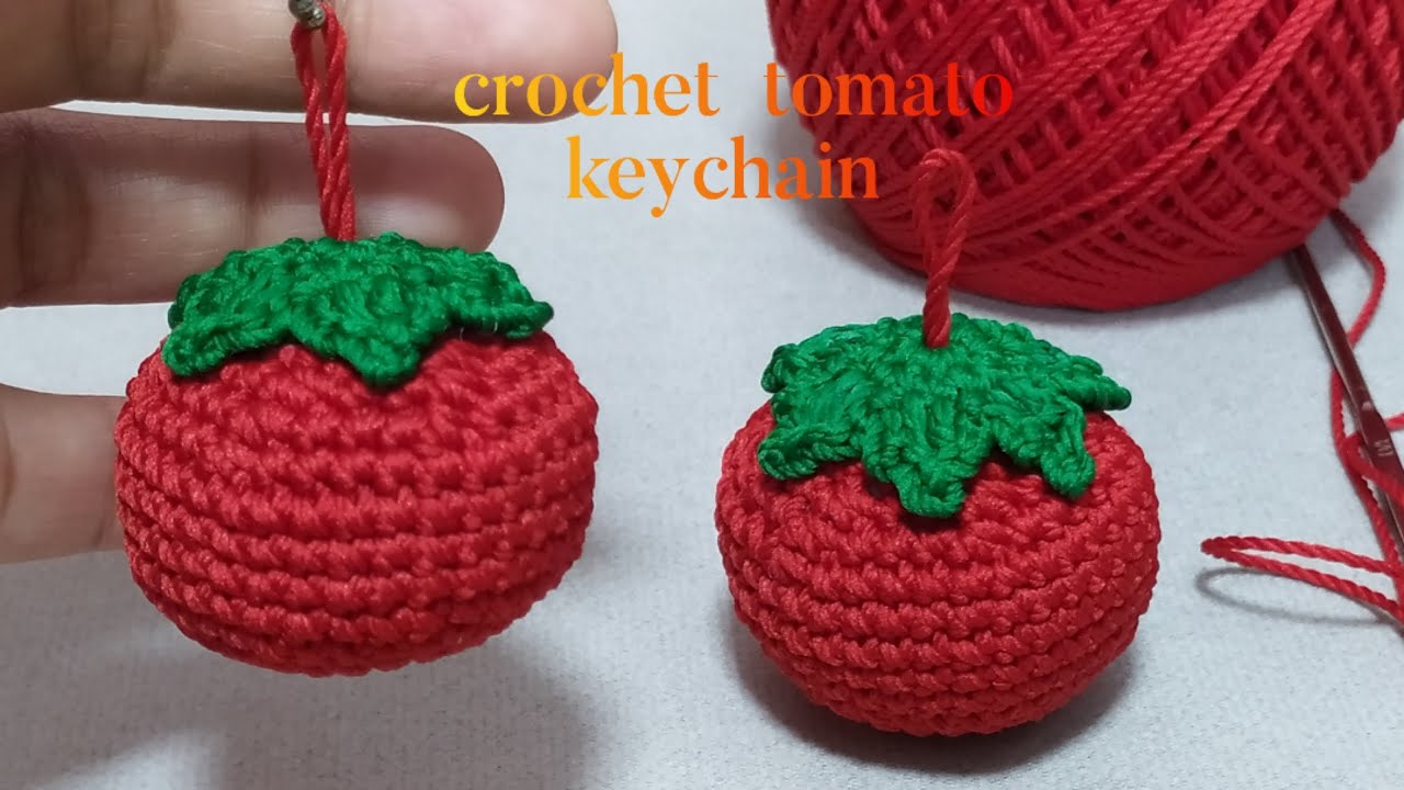 crochet tomato 🍅 keychain | gantungan kunci rajut | amigurumi crochet fruit 🍅🍅🍅