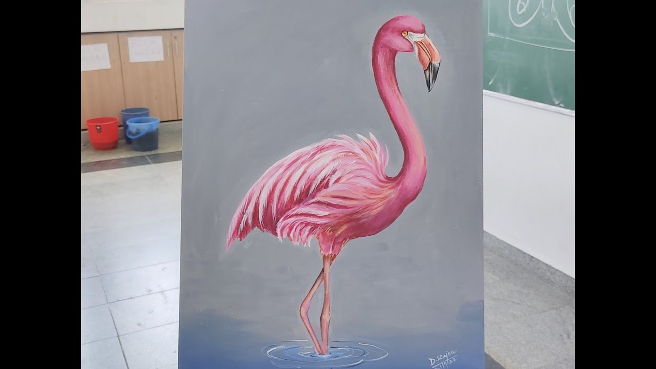 Flamingo in Acrylic painting / Acrylic painting tutorial