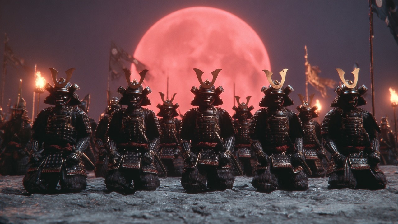 Samurai Bushido Red Moon Ritual | Epic Japanese Warriors Ceremonial Music