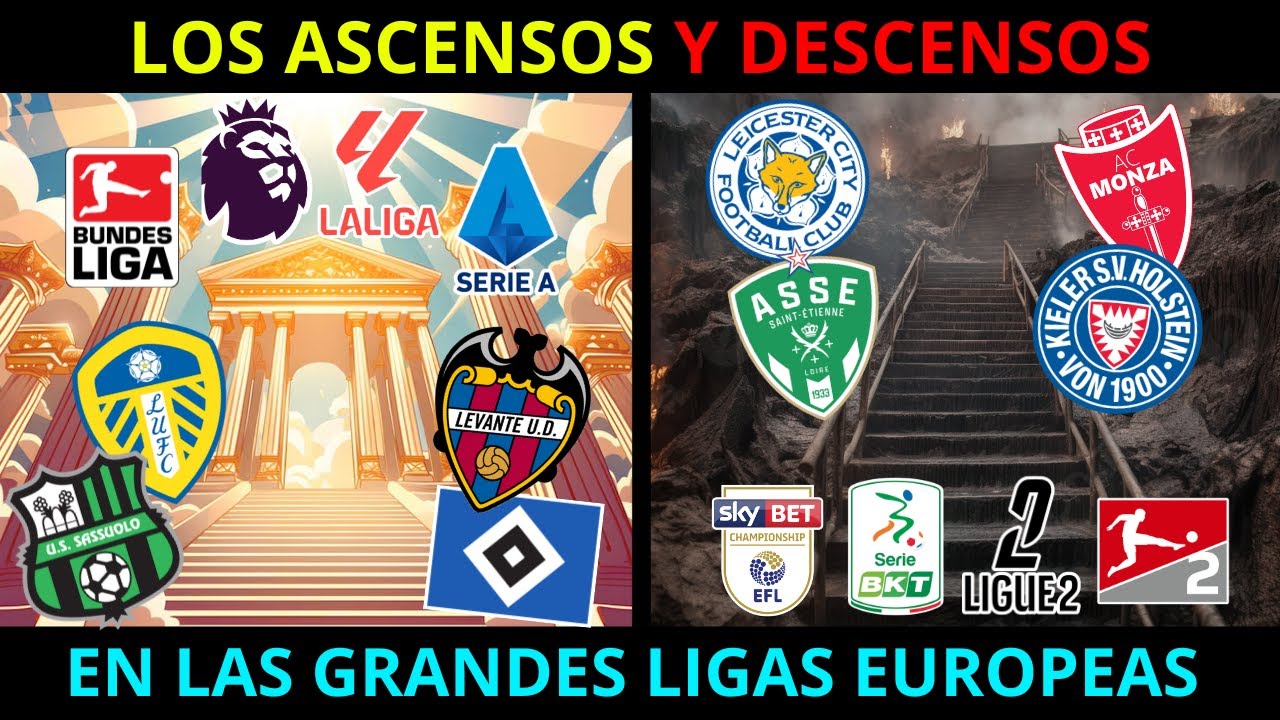 TODOS los ASCENSOS y DESCENSOS en las GRANDES LIGAS EUROPEAS 2025