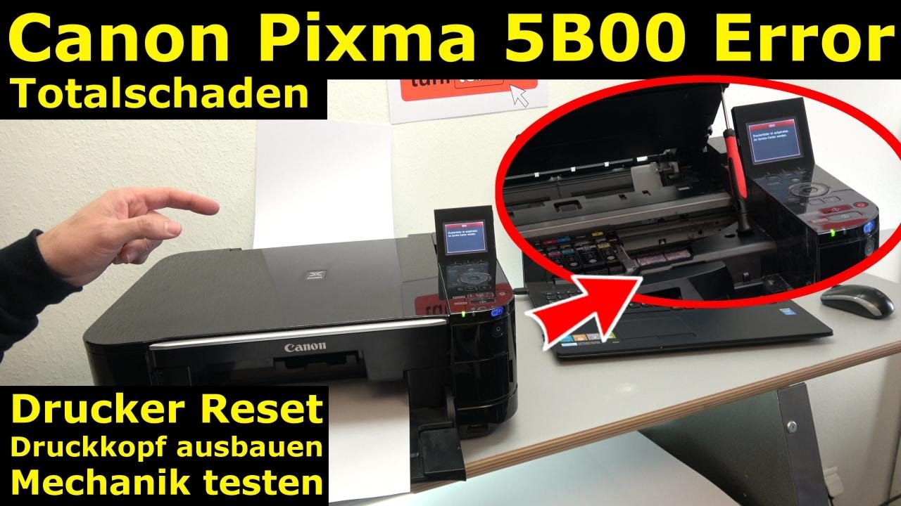 Canon Pixma Fehler 5B00 Error - Totalschaden - Druckkopf ausbauen - Reset - [4K Video]