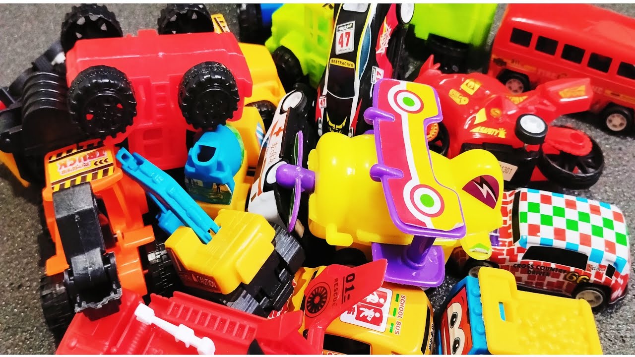 ASMR toy cars || racing cars, colorful trucks, fire engines