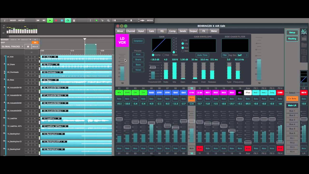 Using Compression with Examples - MIDAS M32 MR18 + BEHRINGER X32 X-Air XR18 XR16 XR12 X18