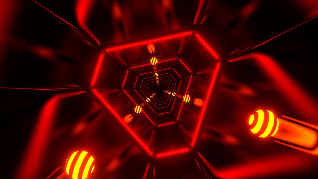 Visuelle Explosion 4K Roter Geometrischer Tunnel mit Neonlichtern &ndash; Hypnotischer Effekt (Ohne Audio)