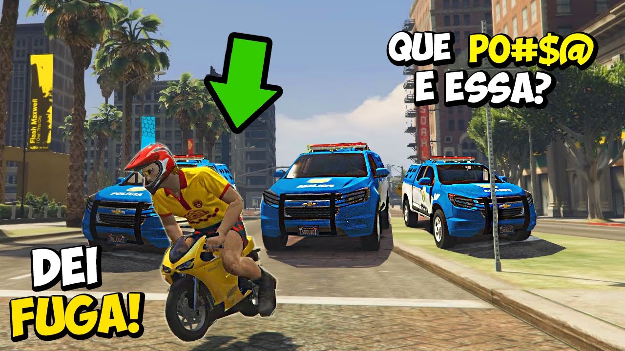 DANDO FUGA da POLICIA de MINI MOTO no GTA RP